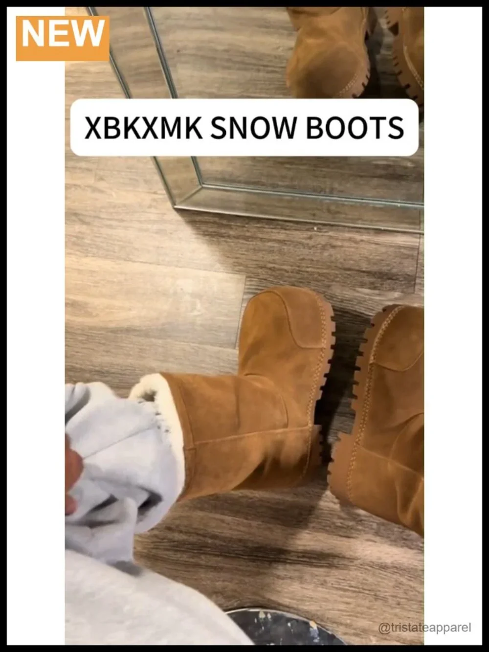 Suede Platform Snow Boots for Women Round Toe Chunky Heel Mid Calf Fur Lined